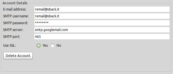 Account preferences of REmail